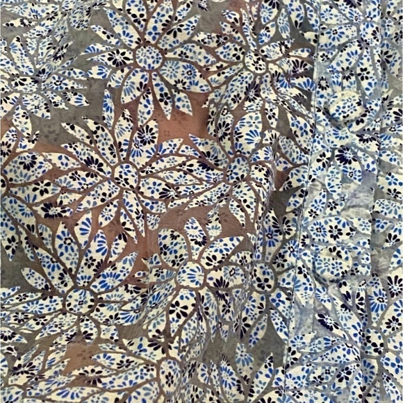 Zara Puff Sleeve Organza  Button
Down Blue floral see through Blouse S - Picture 4 of 7